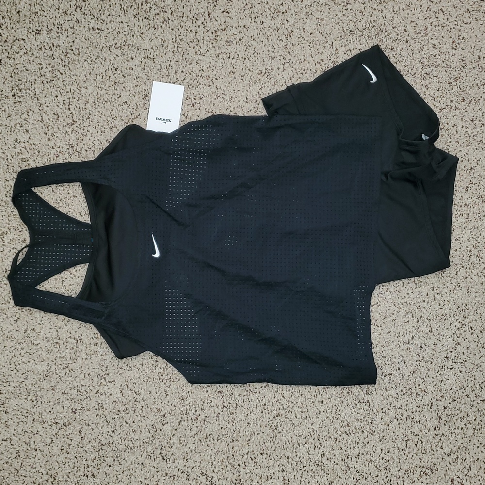Nike Swimwear Athletic Mesh Racerback  Bralette Layered Tankini 2 piece Swimsuit